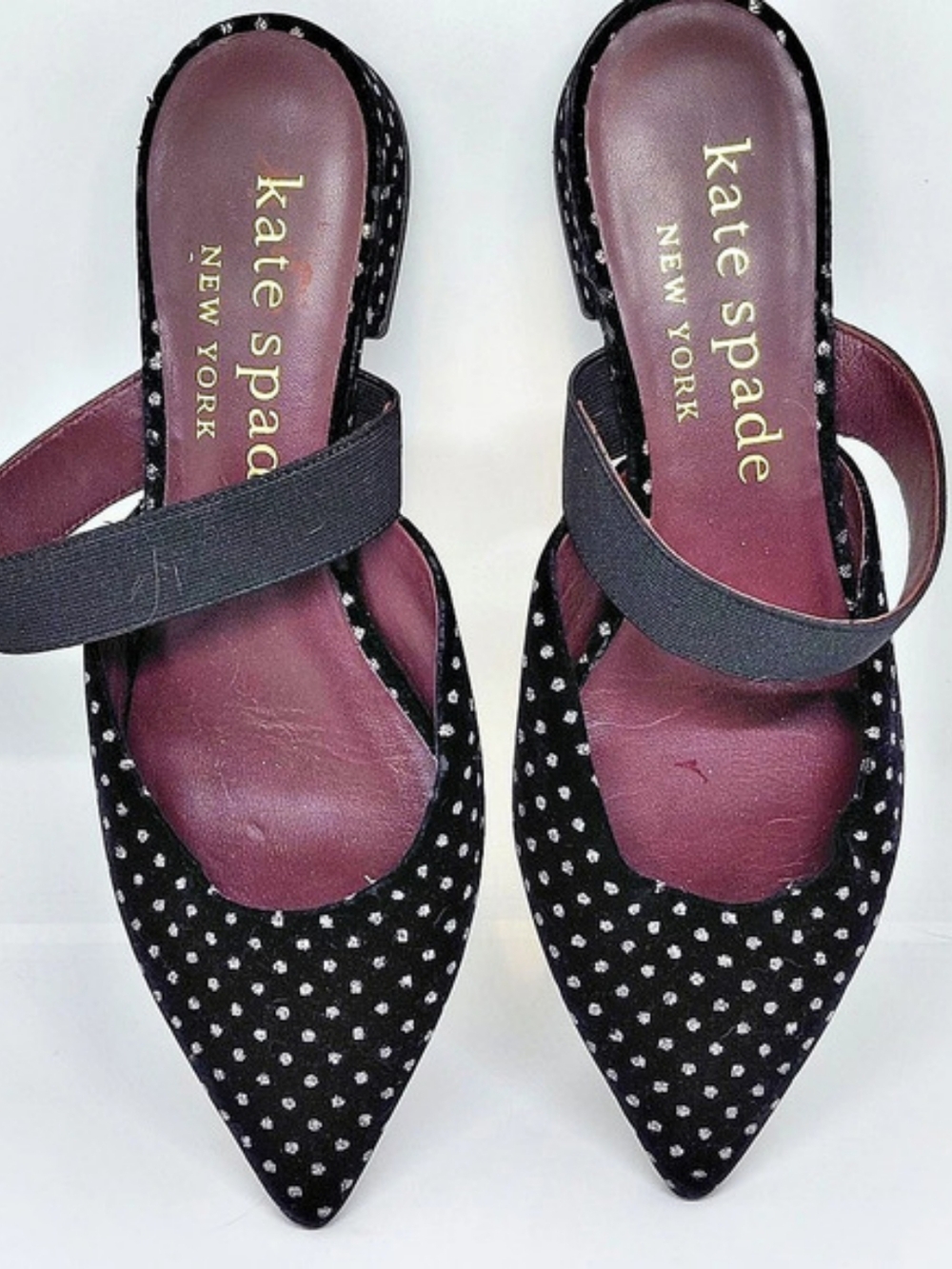 Kate Spade New York Marielle Women's Size 9.5B Black Glitter Mules Shoes